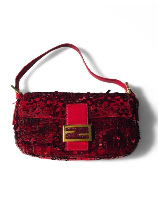Fendi Handbags - **SOLD**Fendi Baguette Vintage Ruby Red Sequins Red Version of ASO SATC